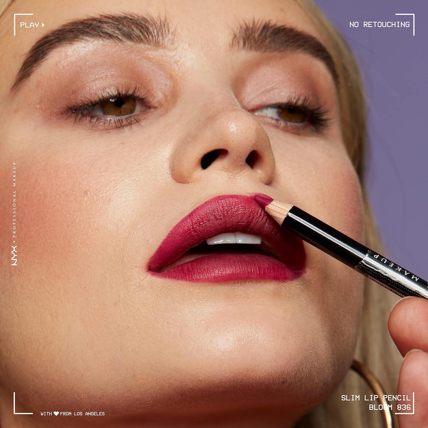 NYX PROFESSIONAL MAKEUP Slim Lip Pencil, Long-Lasting Creamy Lip Liner - Bloom,