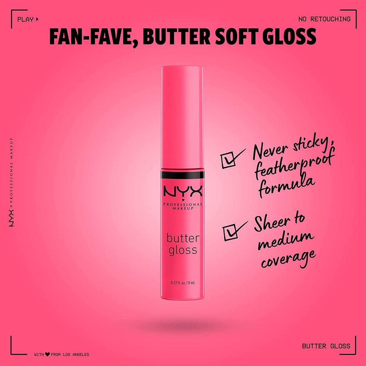 NYX PROFESSIONAL MAKEUP Butter Gloss, Non-Sticky Lip Gloss - Peaches And Cream (Pink Coral),