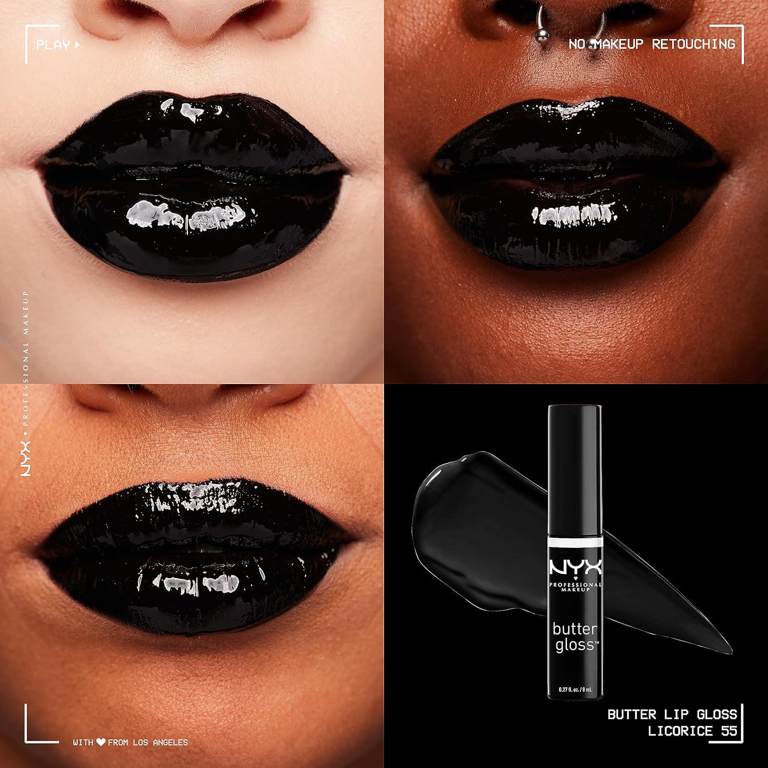 NYX PROFESSIONAL MAKEUP Butter Gloss, Non-Sticky Lip Gloss - Licorice (Black),