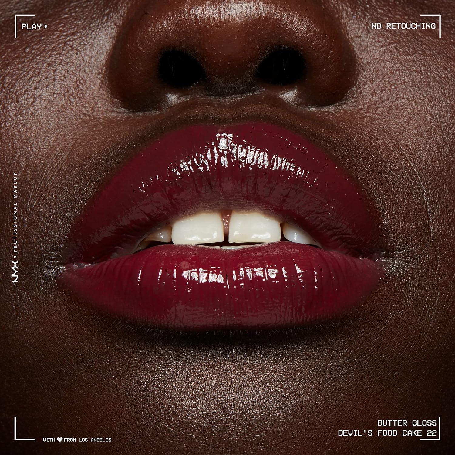 NYX PROFESSIONAL MAKEUP Butter Gloss, Non-Sticky Lip Gloss - Devil's Food Cake (Deep Plum),