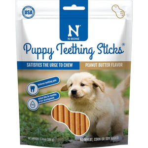 N Bone Puppy Teething Sticks Peanut Butter Flavor 3.74 oz Bag Soothing Chews for Teething Relief