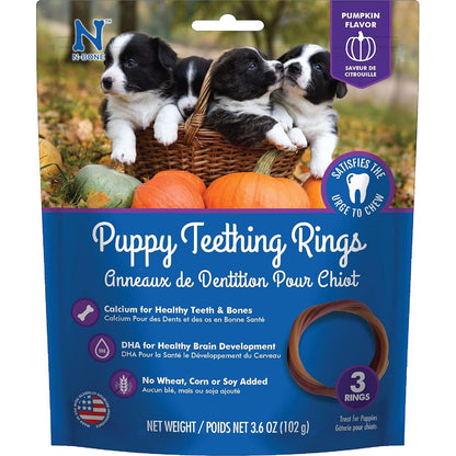 N Bone Pumpkin Puppy Teething Ring 3.6 oz Pack with 3 Rings for Healthy Chewing