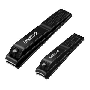 HAWATOUR Nail Clippers Set, Ultra Sharp Sturdy Fingernail And Toenail Clipper Cutters With Visibly Tin Case, Black