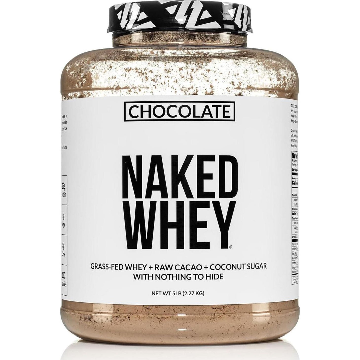 Naked Nutrition Naked Whey Protein Supplement Powder, Chocolate, GMO-Free, Soy-Free, Gluten-Free, Aids Muscle Growth & Recovery, 60 Servings, 5lb