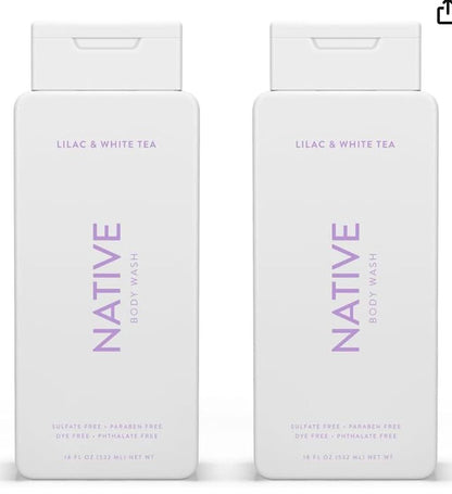 Native Native Body Wash Contains Naturally Derived Ingredients | For Women And Men, Sulfate, Paraben, And Dye Free Leaving Skin Soft And Hydrating | Lilac And White Tea 18 Oz - 2 Pk