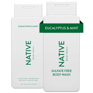 Native Native Body Wash Contains Naturally Derived Ingredients | For Women And Men, Sulfate, Paraben, And Dye Free Leaving Skin Soft And Hydrated | Eucalyptus And Mint 18 Oz - 2 Pk