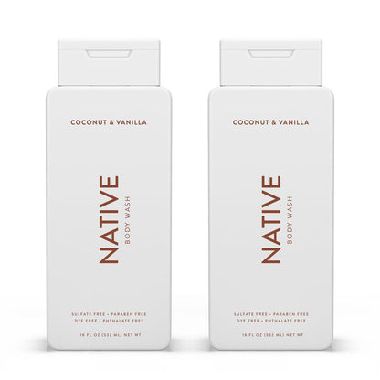 Native Native Body Wash Contains Naturally Derived Ingredients | For Women And Men, Sulfate, Paraben, And Dye Free Leaving Skin Soft And Hydrated | Coconut And Vanilla 18 Oz - 2 Pk