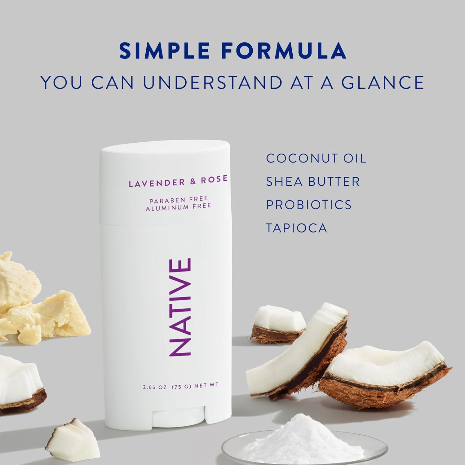 Native Deodorant Contains Naturally Derived Ingredients, 72 Hour Odor Control | Deodorant For Women And Men, Aluminum Free With Baking Soda, Coconut Oil And Shea Butter | Lavender And Rose,
