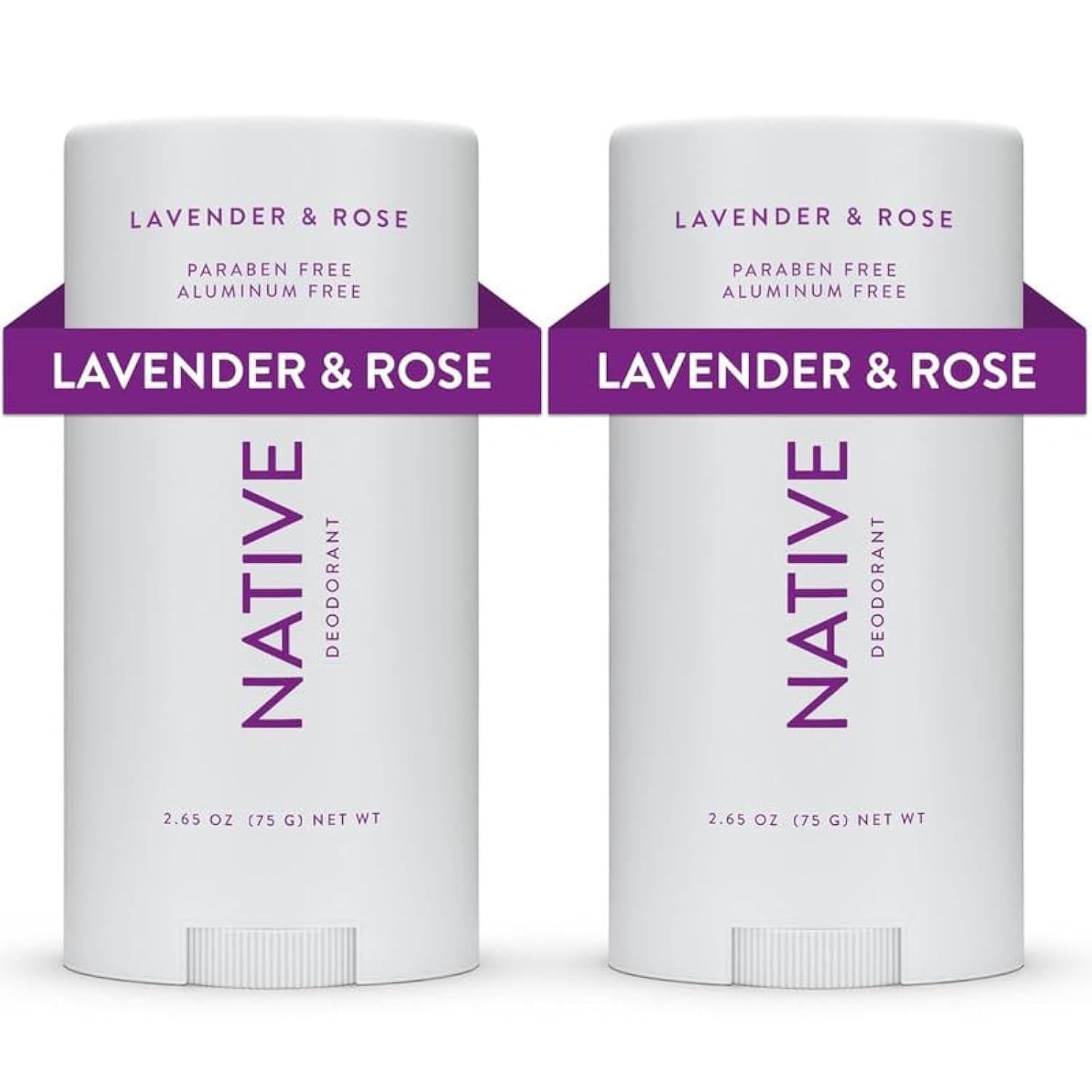 Native Deodorant Contains Naturally Derived Ingredients, 72 Hour Odor Control | Deodorant For Women And Men, Aluminum Free With Baking Soda, Coconut Oil And Shea Butter | Lavender And Rose, 2-Pack,