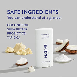 Native Deodorant Contains Naturally Derived Ingredients, 72 Hour Odor Control | Deodorant For Women And Men, Aluminum Free With Baking Soda, Coconut Oil And Shea Butter | Unscented,