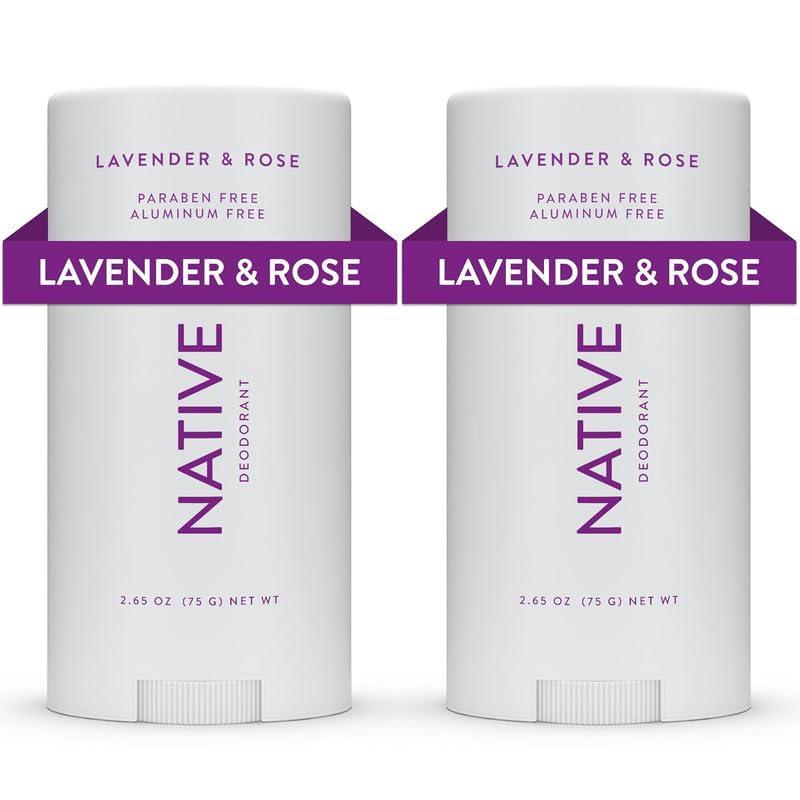 Native Deodorant Contains Naturally Derived Ingredients, 72 Hour Odor Control | Deodorant For Women And Men, Aluminum Free With Baking Soda, Coconut Oil And Shea Butter | Lavender And Rose, 2-Pack,