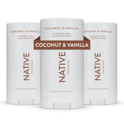 Native Deodorant Contains Naturally Derived Ingredients, 72 Hour Odor Control | Deodorant For Women And Men, Aluminum Free With Baking Soda, Coconut Oil And Shea Butter | Coconut And Vanilla, 3-Pack,