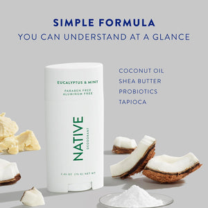 Native Native Deodorant | Natural Deodorant For Men, Aluminum Free With Baking Soda, Coconut Oil And Shea Butter | Eucalyptus And Mint