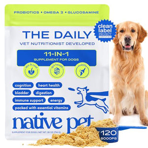 Native Pet 11-in-1 Dog Multivitamin Powder, Collagen, Glucosamine, Omega & Probiotics, 120 Scoops Food Topper