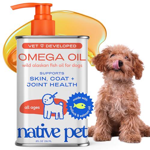 Native Pet Omega 3 Fish Oil 8 oz Liquid Supplement for Dogs and Cats Skin Coat Joint Support
