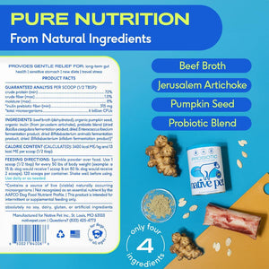 Native Pet Dog Probiotics Powder, 30 Scoops, Vet Formulated Digestive Enzyme & Immune Booster