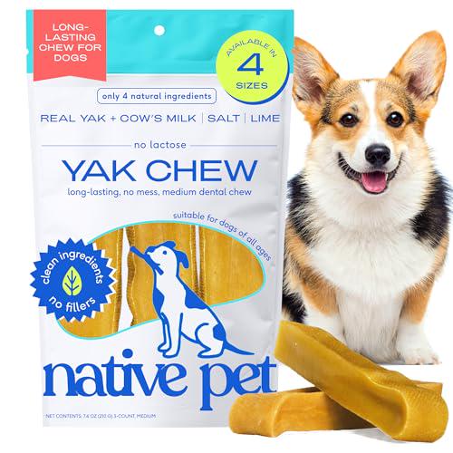 Native Pet Yak Cheese Chews for Medium Dogs Himalayan Dental Treats 3 Pack