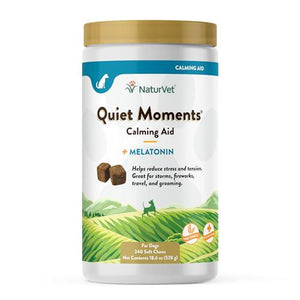 NaturVet Quiet Moments Dog Calming Chews 240 ct with Melatonin for Stress Anxiety Travel Grooming Fireworks Motion Sickness Relief