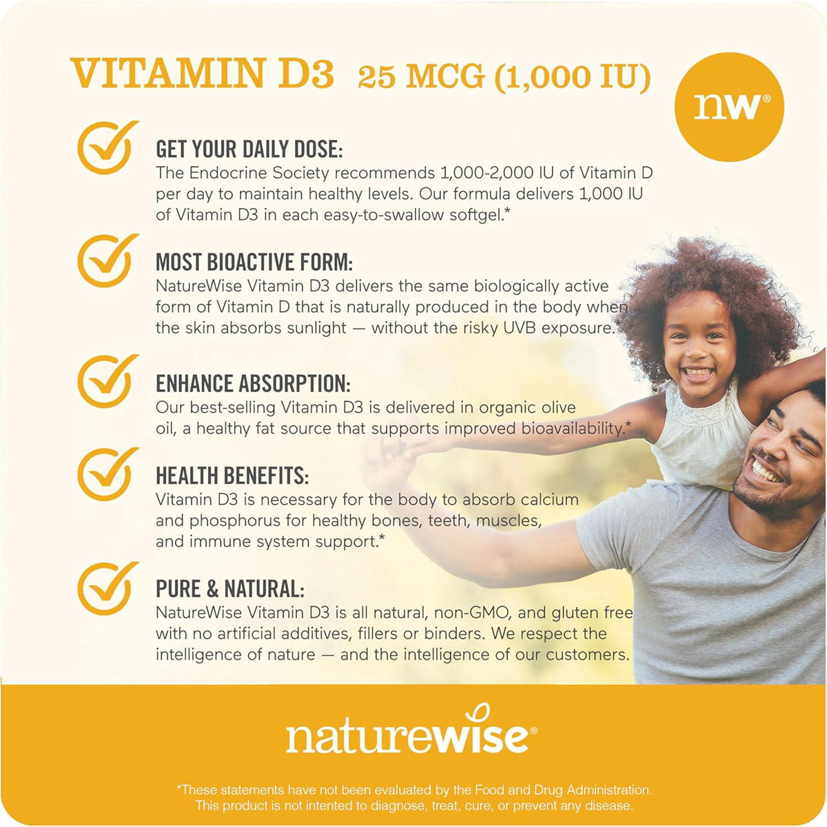 NatureWise NatureWise Vitamin D3 1000iu (25 Mcg) 1-Year Supply For Immune Support, Healthy Muscle Function, And Bone Health - Non-GMO, Gluten Free In Organic Extra Virgin Olive Oil, (Mini Softgel), 360 Count