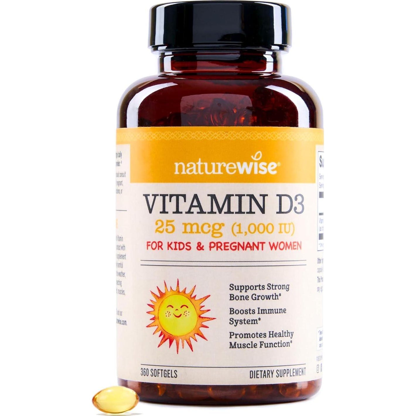 NatureWise NatureWise Vitamin D3 1000iu (25 Mcg) 1-Year Supply For Immune Support, Healthy Muscle Function, And Bone Health - Non-GMO, Gluten Free In Organic Extra Virgin Olive Oil, (Mini Softgel), 360 Count