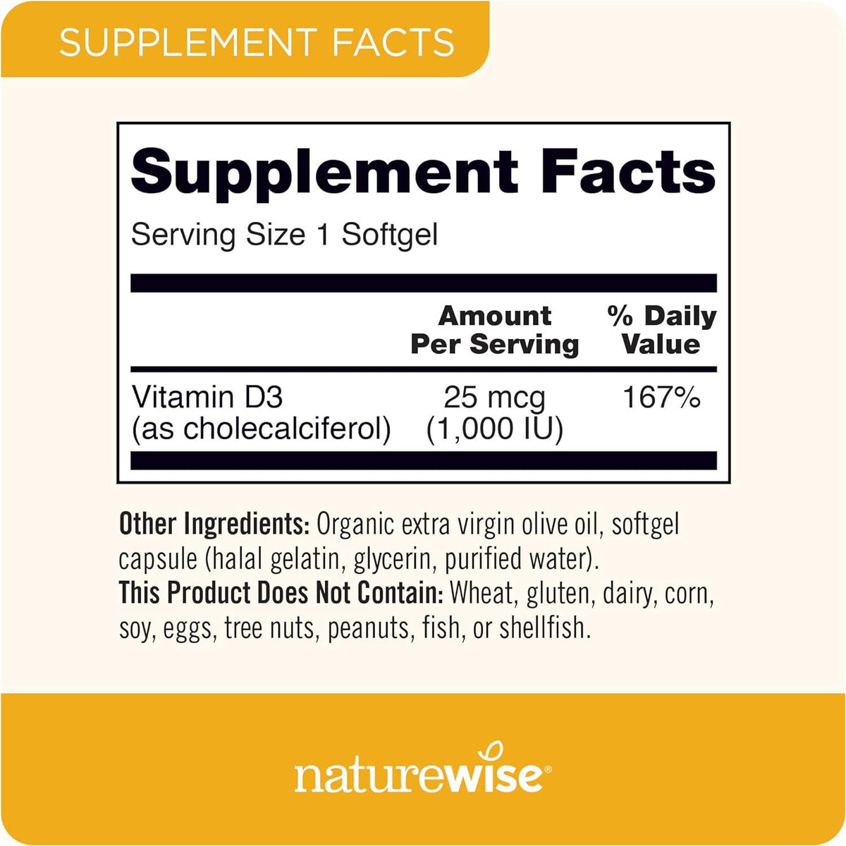 NatureWise NatureWise Vitamin D3 1000iu (25 Mcg) 1-Year Supply For Immune Support, Healthy Muscle Function, And Bone Health - Non-GMO, Gluten Free In Organic Extra Virgin Olive Oil, (Mini Softgel), 360 Count
