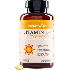 NatureWise Vitamin D3 4000IU, 1-Year Supply for Immune & Bone Health, Non-GMO, Gluten-Free, 360 Softgels