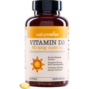 NatureWise Vitamin D3, 2000 IU, 360 Softgels, Immune & Bone Health Support, Non-GMO, Gluten-Free, with Organic Extra Virgin Olive Oil