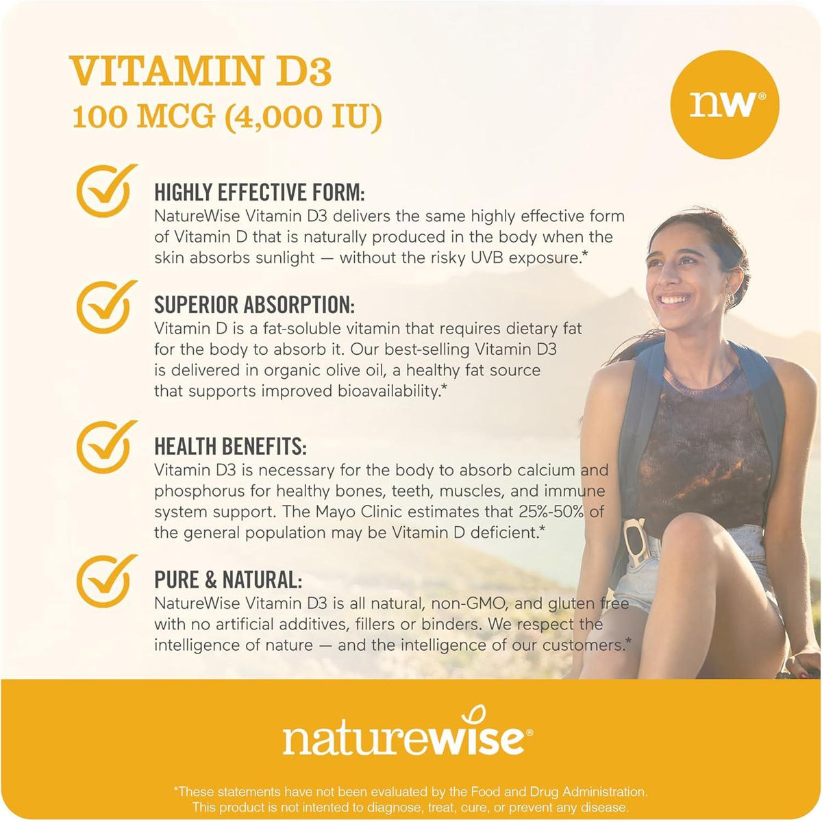 NatureWise Vitamin D3 4000IU, 1-Year Supply for Immune & Bone Health, Non-GMO, Gluten-Free, 360 Softgels