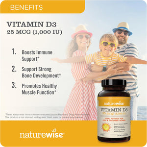 NatureWise NatureWise Vitamin D3 1000iu (25 Mcg) 1-Year Supply For Immune Support, Healthy Muscle Function, And Bone Health - Non-GMO, Gluten Free In Organic Extra Virgin Olive Oil, (Mini Softgel), 360 Count