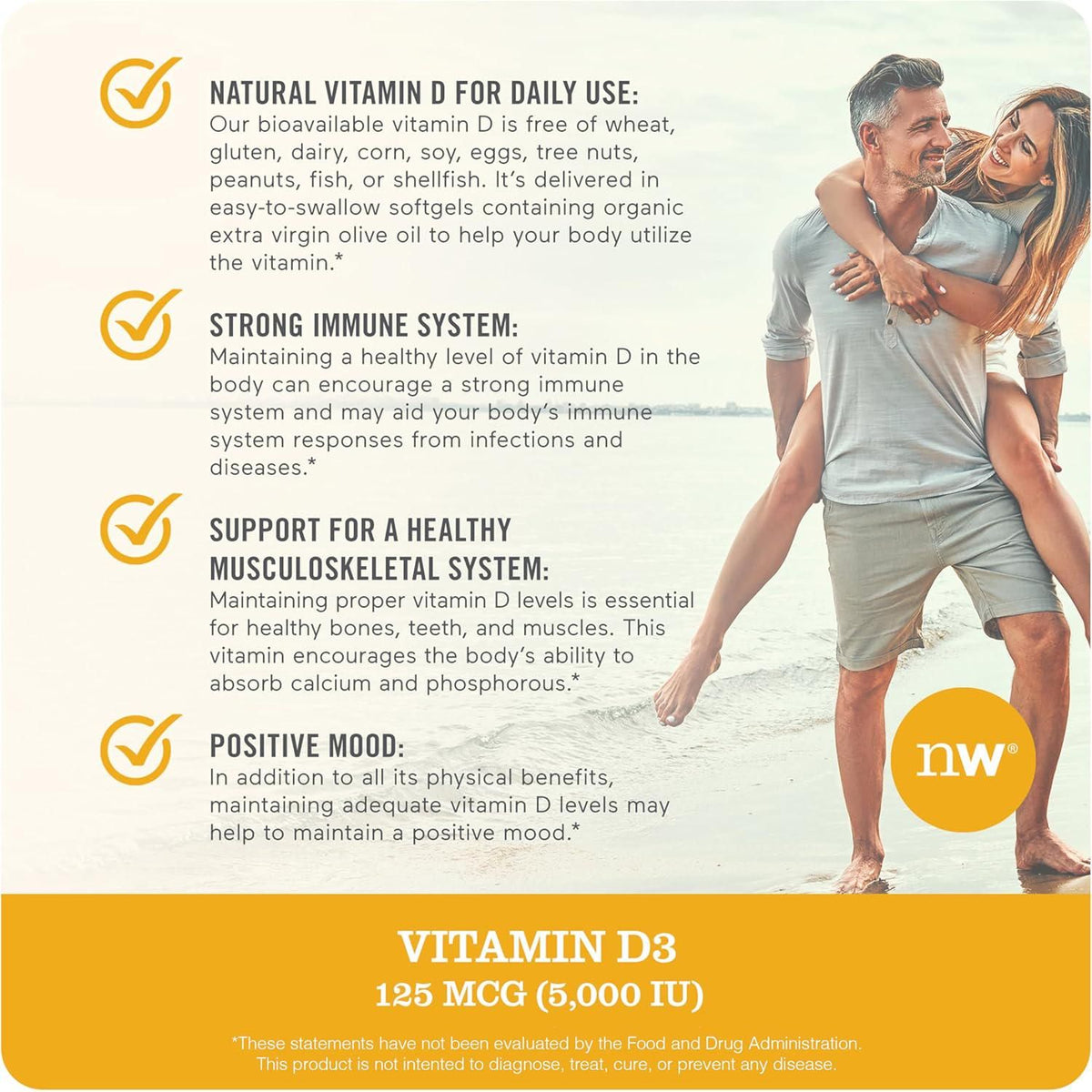 NatureWise NatureWise Vitamin D3 5000iu (125 Mcg) 90-Day Supply For Immune Support, Healthy Muscle Function, And Bone Health - Non-GMO, Gluten-Free In Organic Extra Virgin Olive Oil, (Mini Softgel), 90 Count