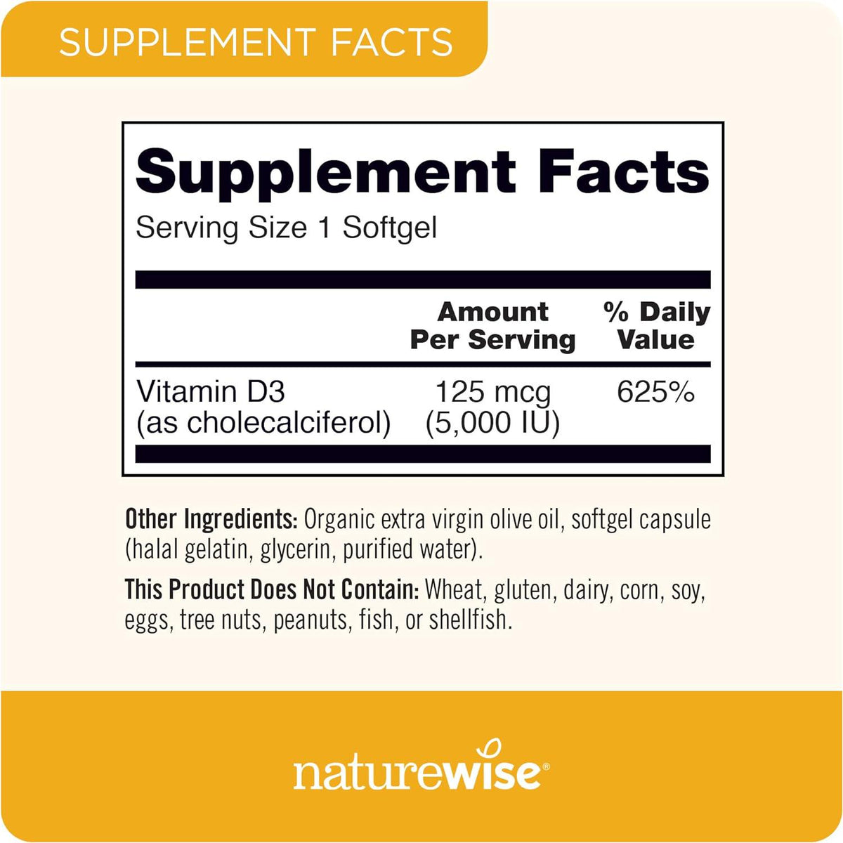 NatureWise Vitamin D3 5000IU, 1-Year Supply, Immune Support & Bone Health, Non-GMO, Gluten-Free, 360 Softgels