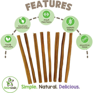 Nature Gnaws Extra Thin Bully Sticks for Small Dogs, 5–6", 10 Ct, Natural Chews for Puppies & Light Chewers