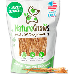 Nature Gnaws USA Turkey Tendons for Dogs Natural Chews Grain Free 4 oz Treats