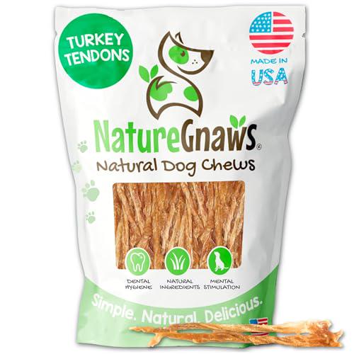 Nature Gnaws USA Turkey Tendons Dog Treats Natural Chews Grain Free 8 oz Pack