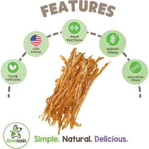 Nature Gnaws USA Turkey Tendons for Dogs Natural Chews Grain Free 4 oz Treats