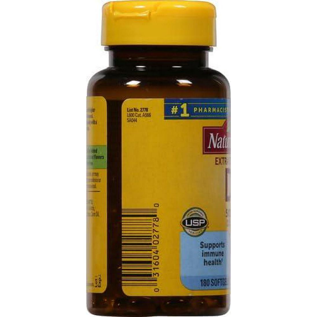 Nature Made Extra Strength Vitamin D3, 5000 IU, 125 mcg Dietary Supplement for Bone, Teeth, Muscle & Immune Health, 180 Softgels, 180-Day Supply