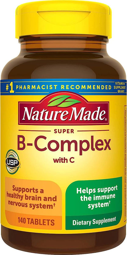 Nature Made Super B Complex with Vitamin C & Folic Acid, Immune Support, 140 Tablets, 140-Day Supply