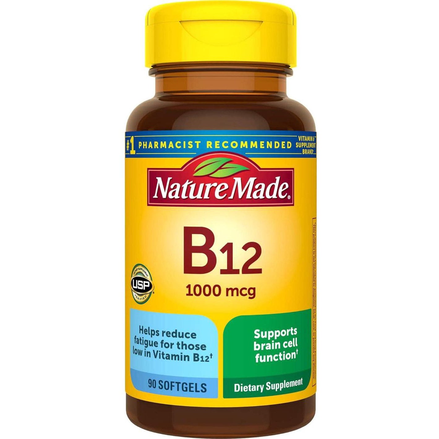 Nature Made Vitamin B12, 1000 mcg, Dietary Supplement for Energy Metabolism Support, 90 Softgels, 90-Day Supply