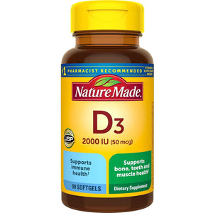 Nature Made Nature Made Vitamin D3 2000 IU (50 Mcg), Dietary Supplement For Bone, Teeth, Muscle And Immune Health Support, 90 Softgels, 90 Day Supply