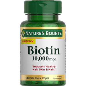Nature's Bounty Nature's Bounty Biotin, Supports Healthy Hair, Skin And Nails, 10,000 Mcg, Rapid Release Softgels, 180 Ct