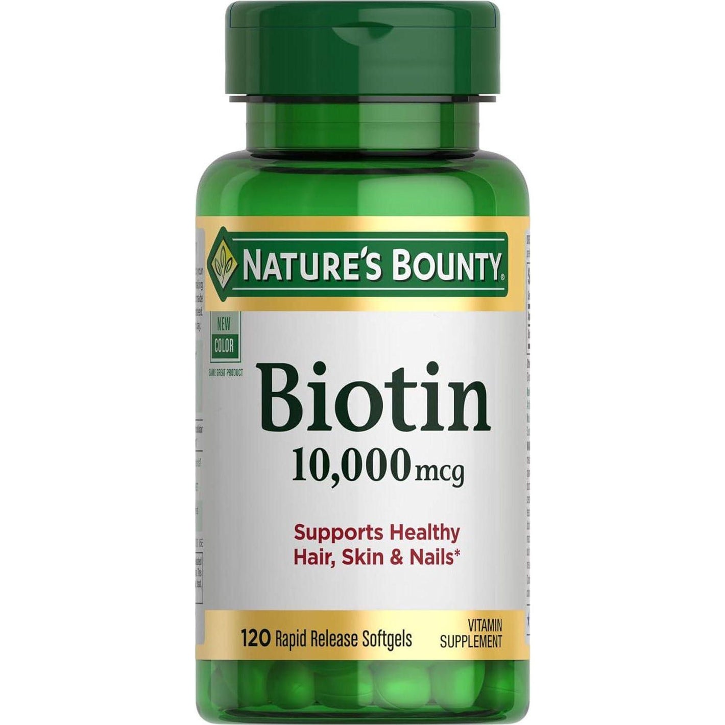 Nature’s Bounty Biotin, Supports Healthy Hair, Skin & Nails, 10,000 mcg, Rapid Release Softgels, 120 Count