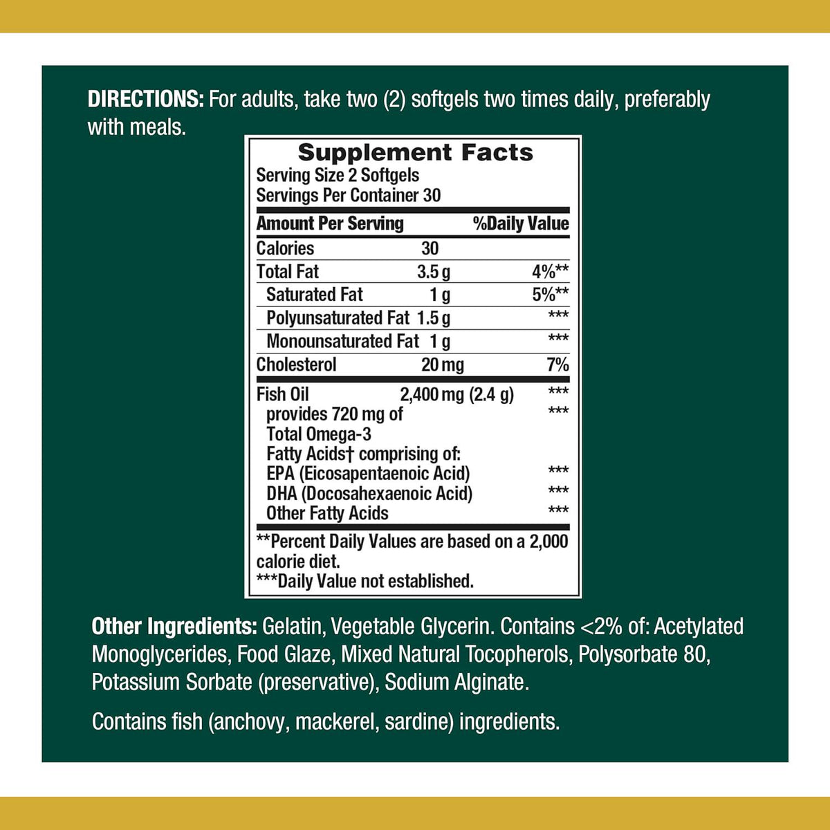 Nature's Bounty Fish Oil, 1200mg, 360mg Of Omega-3, 60 Odorless Softgels (Packaging May Vary),