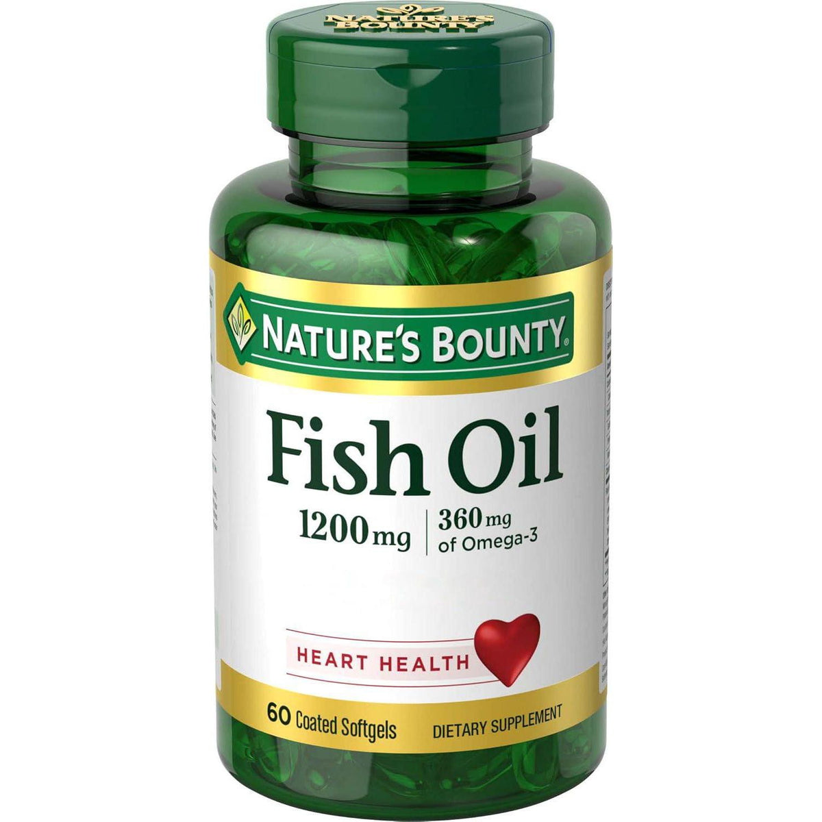 Nature's Bounty Fish Oil, 1200mg, 360mg Of Omega-3, 60 Odorless Softgels (Packaging May Vary),