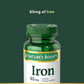 Nature’s Bounty Iron Supplement, 65mg Ferrous Sulfate, 100 Tablets, Supports Cellular Energy & Red Blood Cell Production