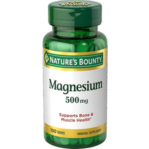 Nature's Bounty Magnesium Mineral Supplement, 500mg, Supports Bone & Muscle Health, Coated Tablets, 100 Count