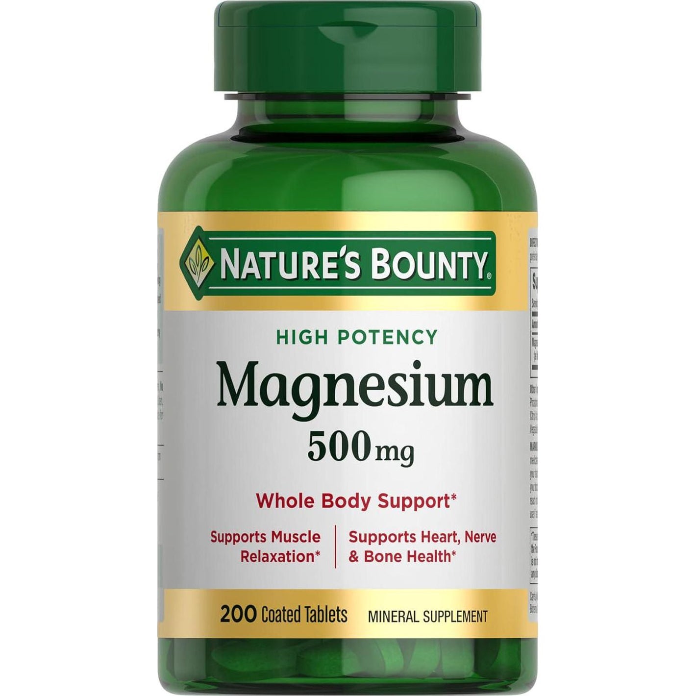 Nature's Bounty Magnesium for Bone & Muscle Health, 500 mg, 200 Tablets, Whole Body Support