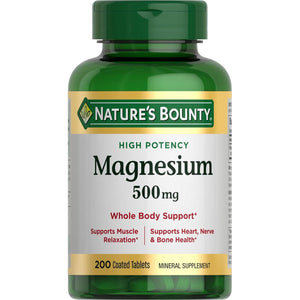 Nature's Bounty Magnesium for Bone & Muscle Health, 500 mg, 200 Tablets, Whole Body Support