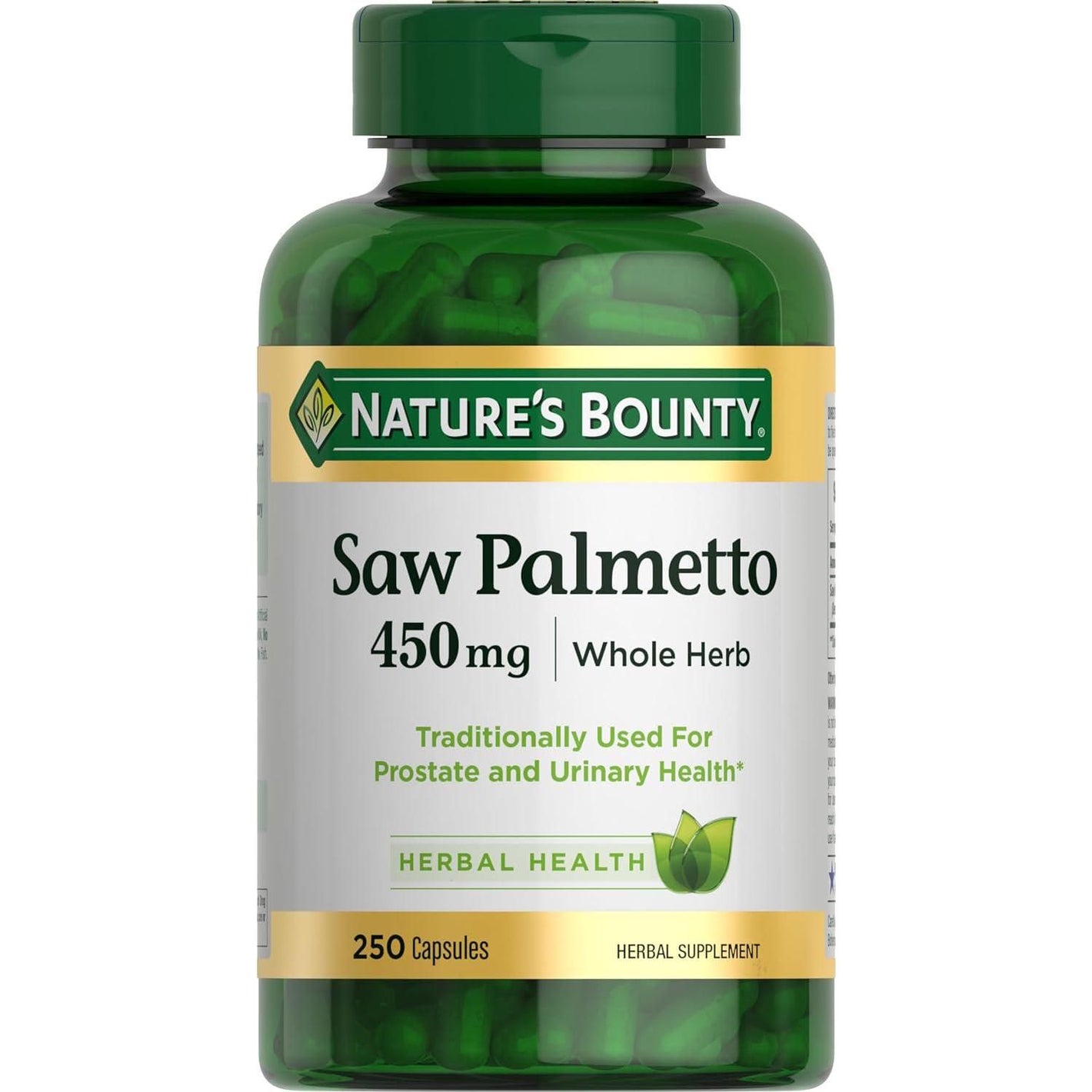 Nature's Bounty Saw Palmetto 450mg, 250 Capsules, Supports Prostate & Urinary Health, Herbal Supplement