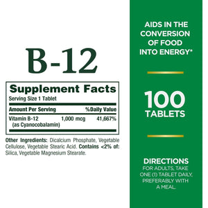 Nature’s Bounty Vitamin B12, 1000mcg, 100 Count