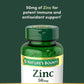 Nature's Bounty Zinc 50mg, Immune Support & Antioxidant Supplement, Promotes Skin Health, 250 Tablets